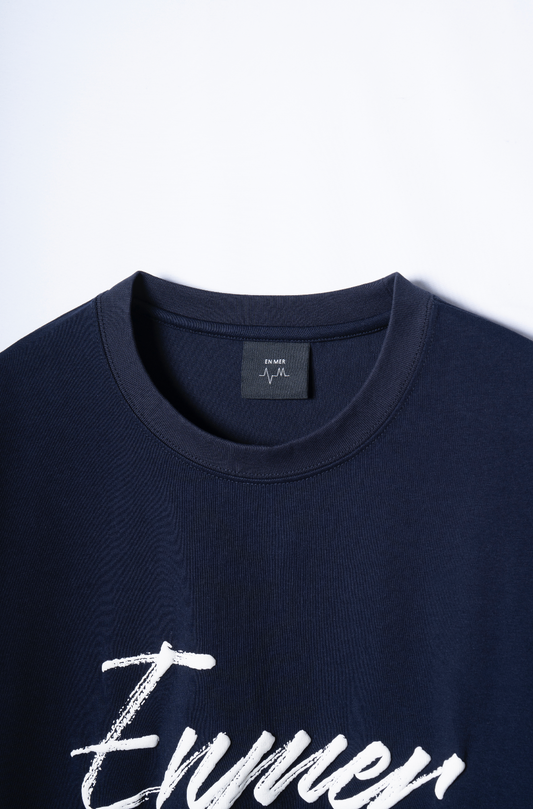 Script Puff Logo T-Shirt (NAVY)