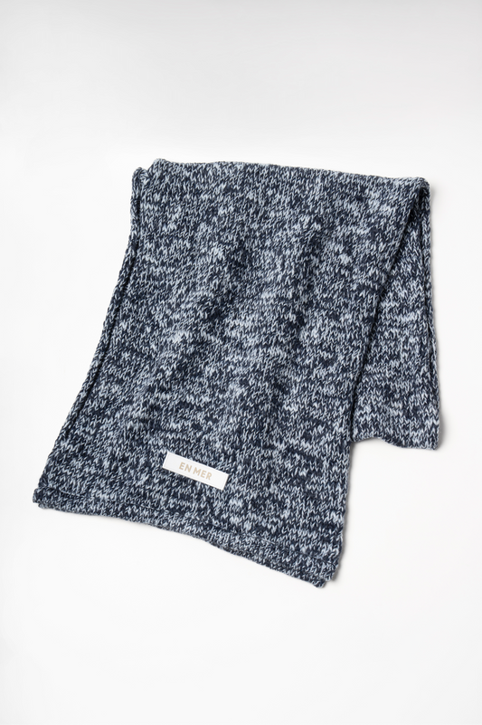 Mosaic Wool Knit Stole (SAX)