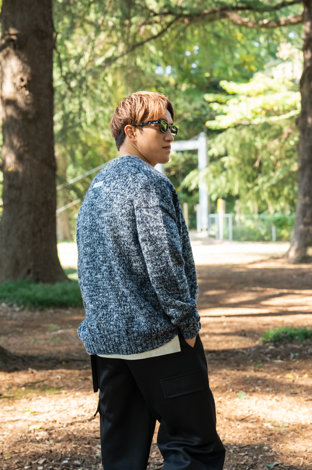 Mosaic Wool Knit Cardigan (SAX)