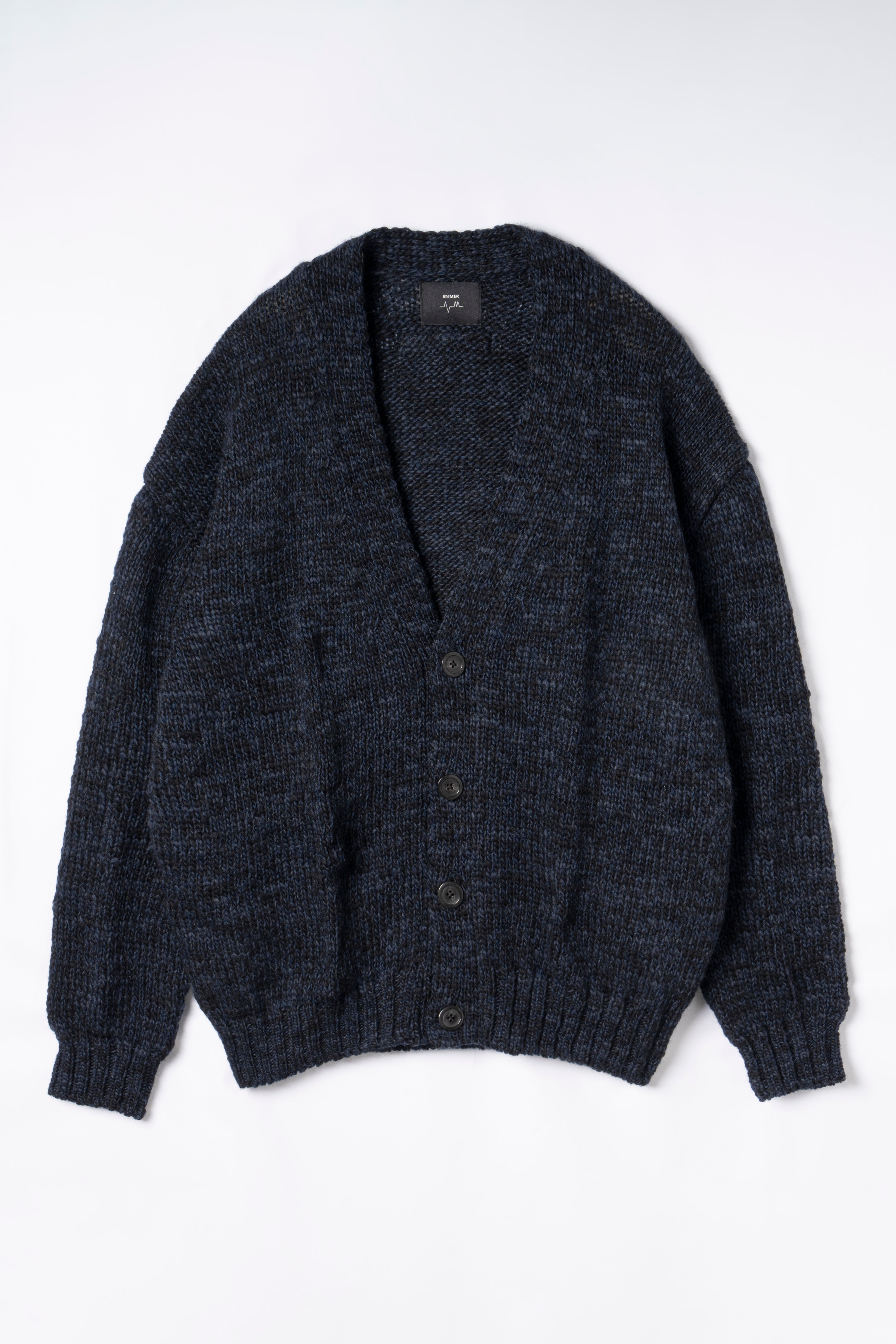 Mosaic Wool Knit Cardigan (NAVY) – EN MER