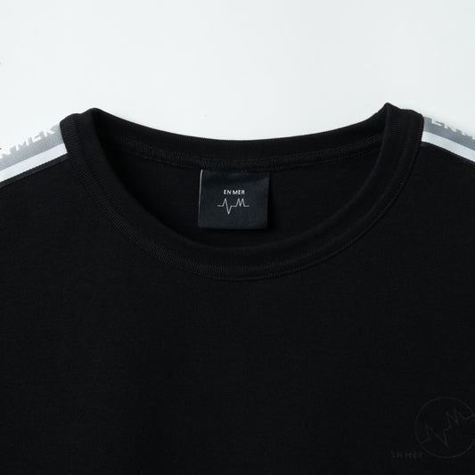 Side Jacquard Loose S/S T-Shirts (BLACK)
