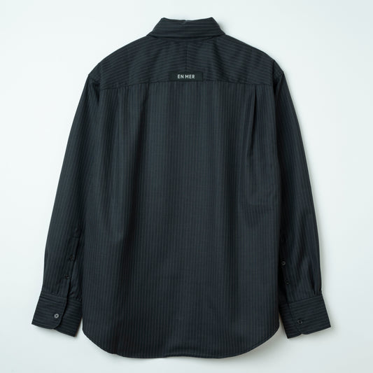 Wool Stripe Loose Fit L/S Shirt (STRIPE)
