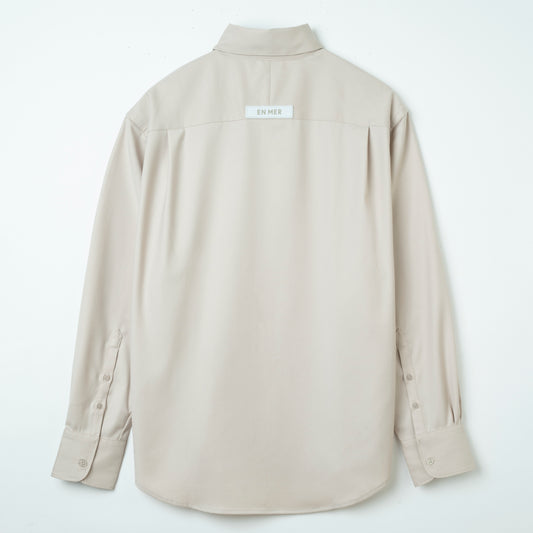 Wool Stripe Loose Fit L/S Shirt (BEIGE)