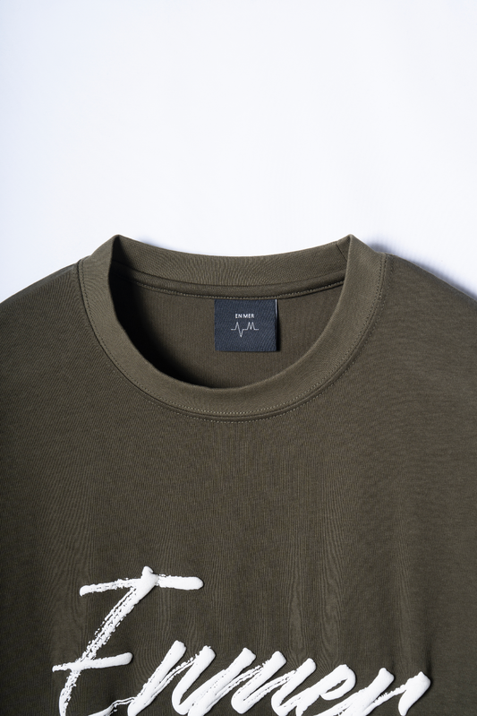 Script Puff Logo T-Shirt KHAKI EM-TS-037