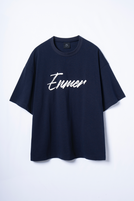 Script Puff Logo T-Shirt (NAVY)