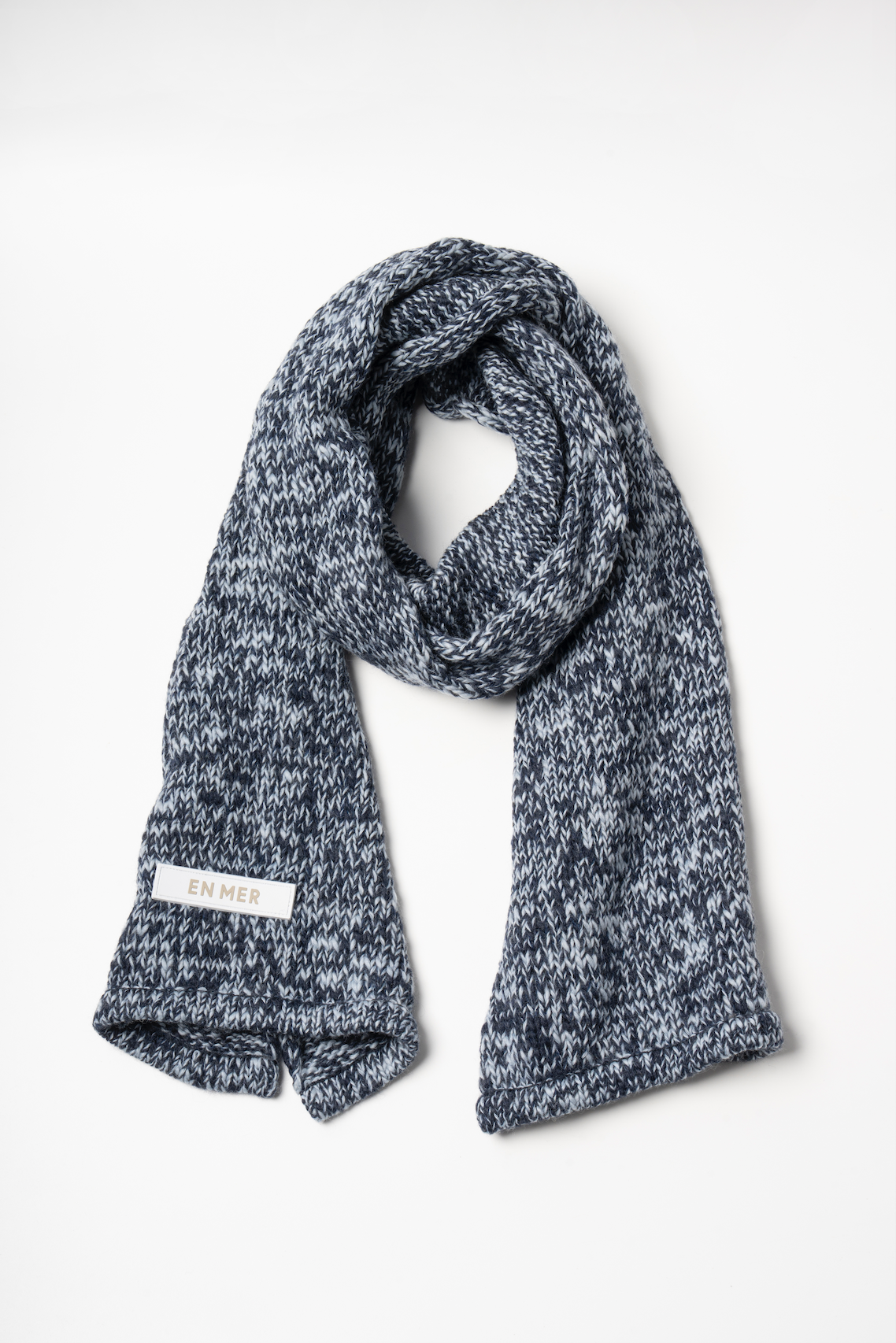 Mosaic Wool Knit Stole  (SAX)