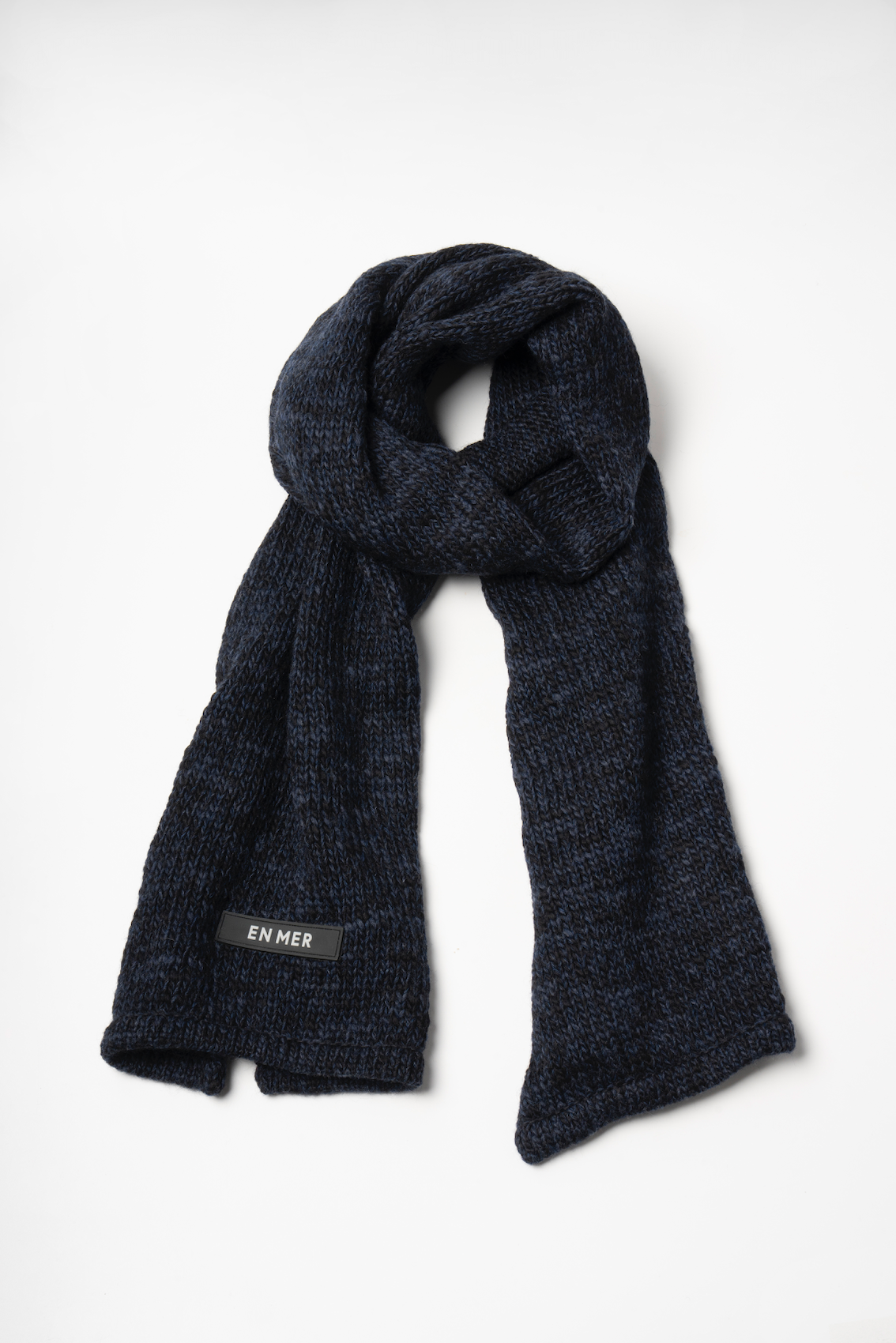 Mosaic Wool Knit Stole  (NAVY)