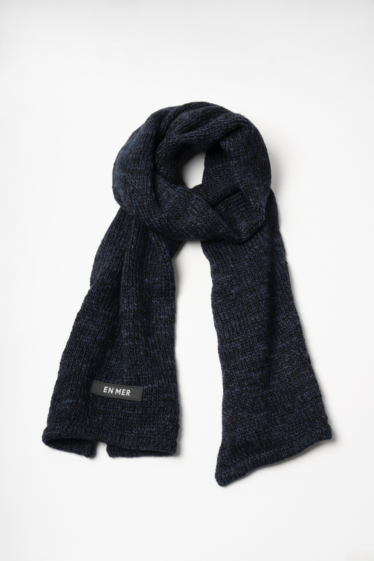 Mosaic Wool Knit Stole (NAVY)
