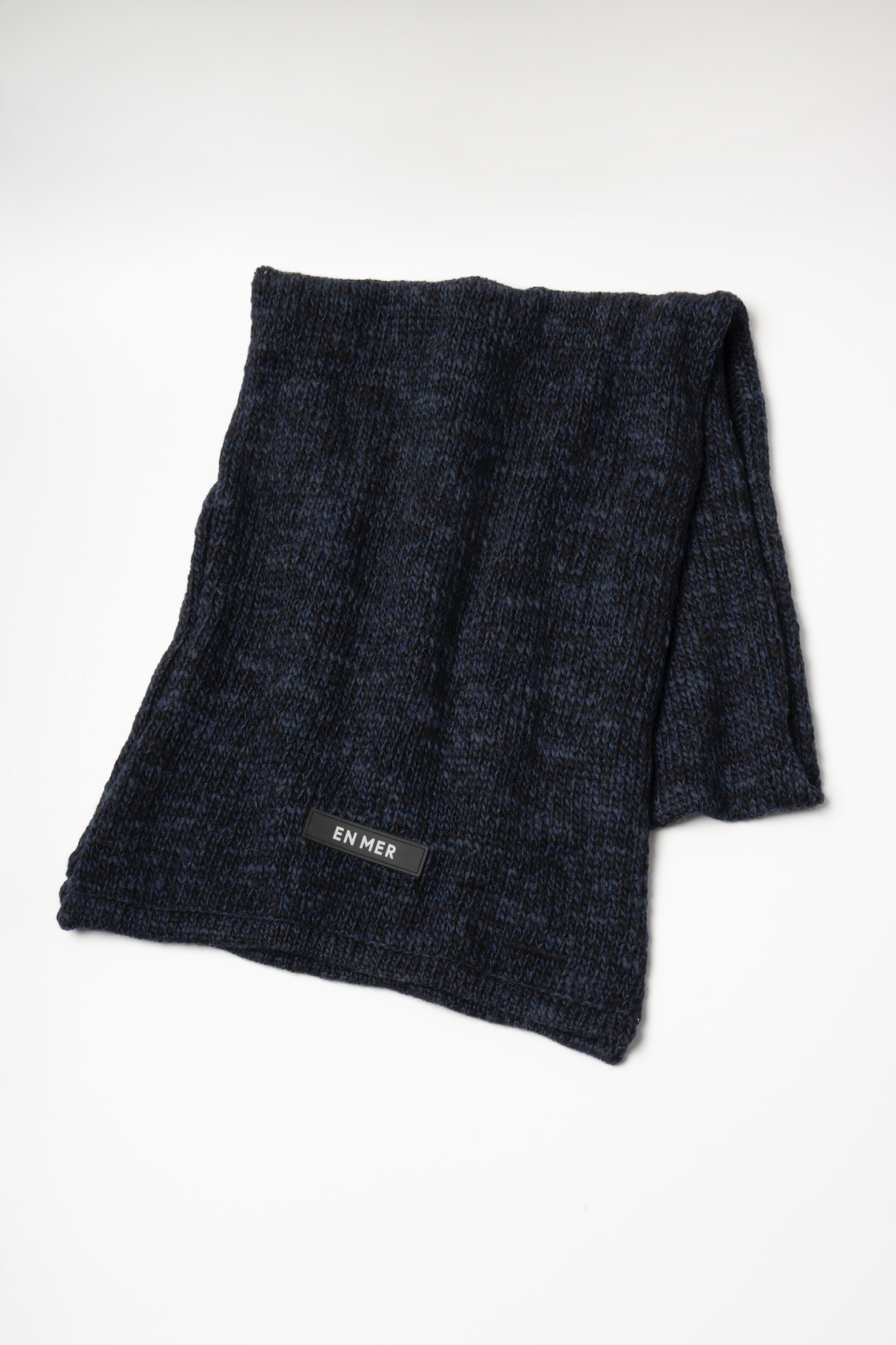 Mosaic Wool Knit Stole  (NAVY)