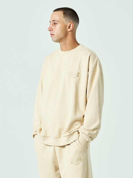 Cotton Crew Neck Sweat Shirt (Beige)