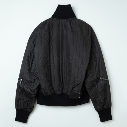 Wave Quilt bomber / BLACK