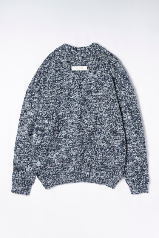 Mosaic Wool Knit Cardigan  (SAX)