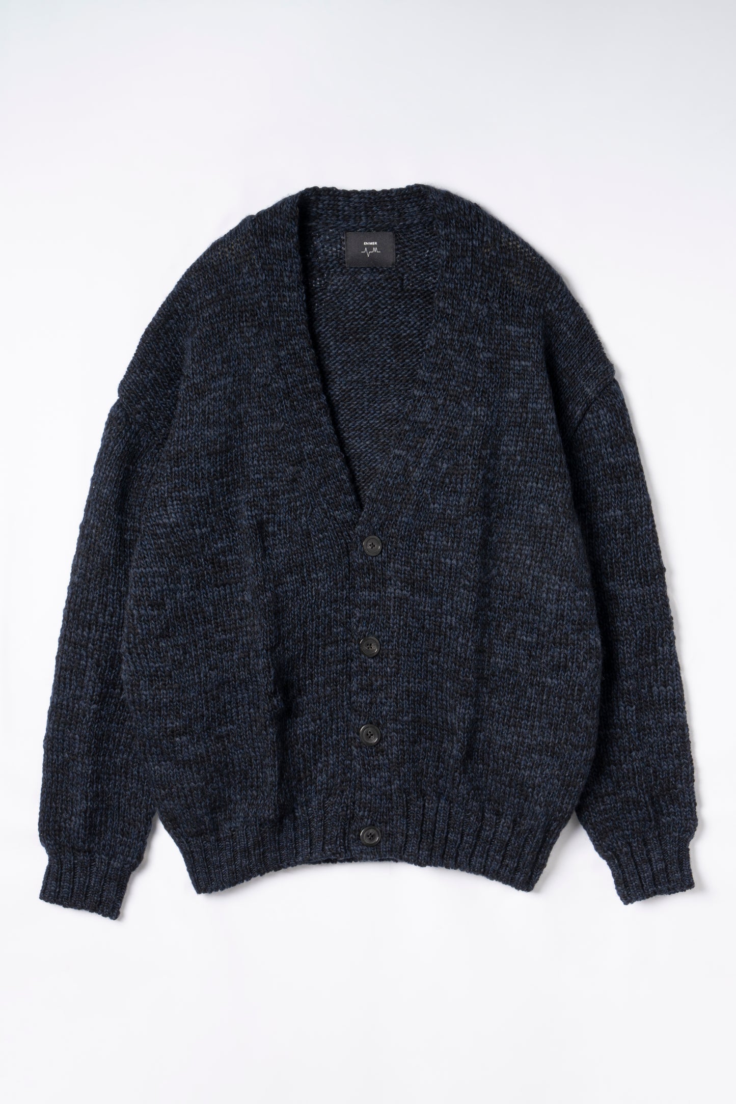 Mosaic Wool Knit Cardigan  (NAVY)