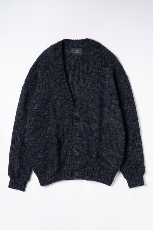 Mosaic Wool Knit Cardigan (NAVY)
