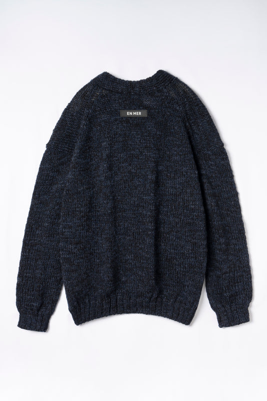 Mosaic Wool Knit Cardigan  (NAVY)