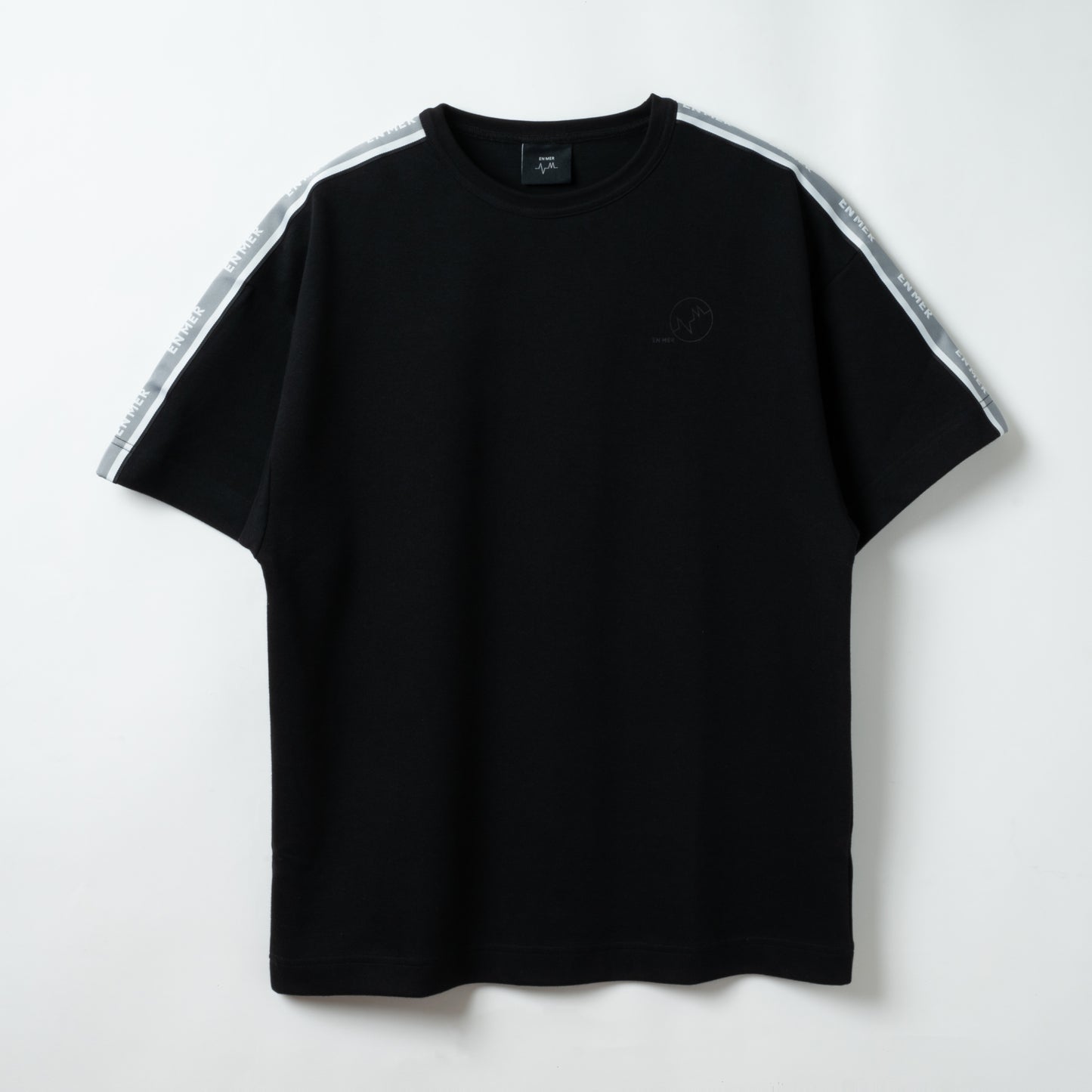 Side Jacquard Loose S/S T-Shirts (BLACK)
