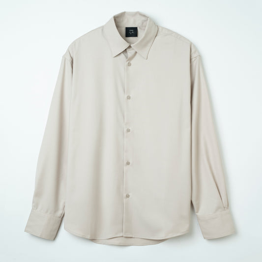 Wool Stripe Loose Fit L/S Shirt (BEIGE)